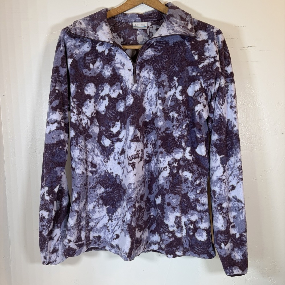 Columbia womens-glacial Purple Quarter zip fleece top Sz XL Thin Layering